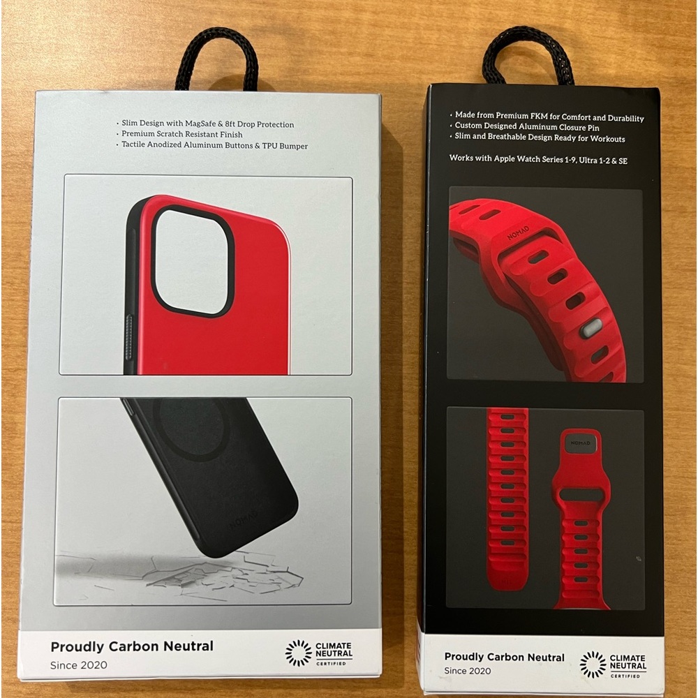 Nomad Red watch strap and iPhone case for Apple Watch Ultra & IPhone 15 ProMax